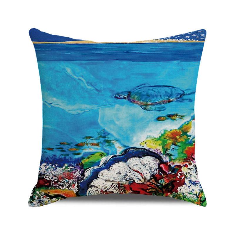 Home Decor Underwater World: Sea Creatures & Mysteries Pattern Cushion Cover Suitable for Sofa Bedroom Car Pillow Cover