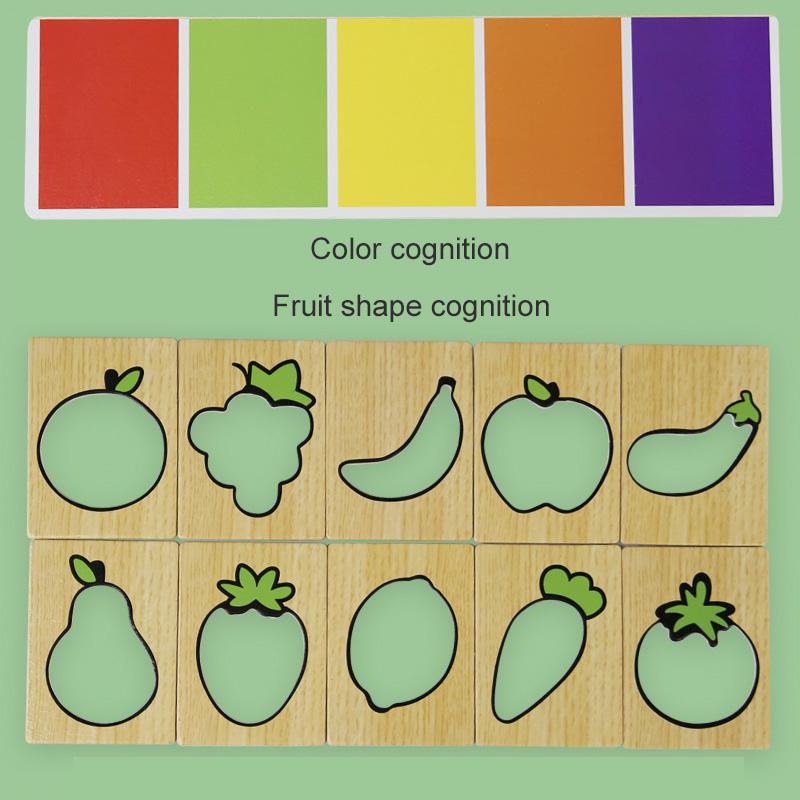 Wooden Montessori Early Education Fruit Vegetable Pairing Puzzle Kids Color Recognition Game Educational Toys For Children