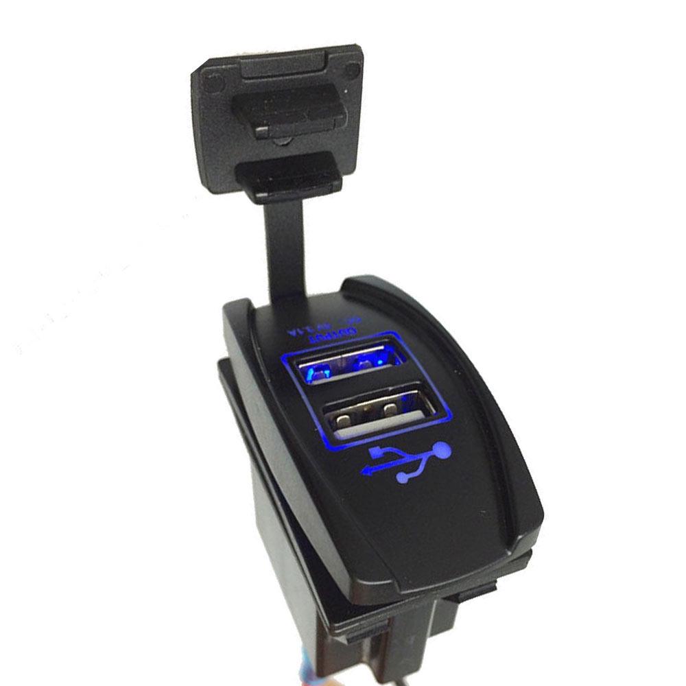 4 In 1 Charger Socket Panel,12V 3.1A Dual USB Charger Socket Power Outlet Led Voltmeter Cigarette Lighter Lighted On Off Rocker Toggle Switch Car Marine Boat Rv Truck - Foto miniatura 5