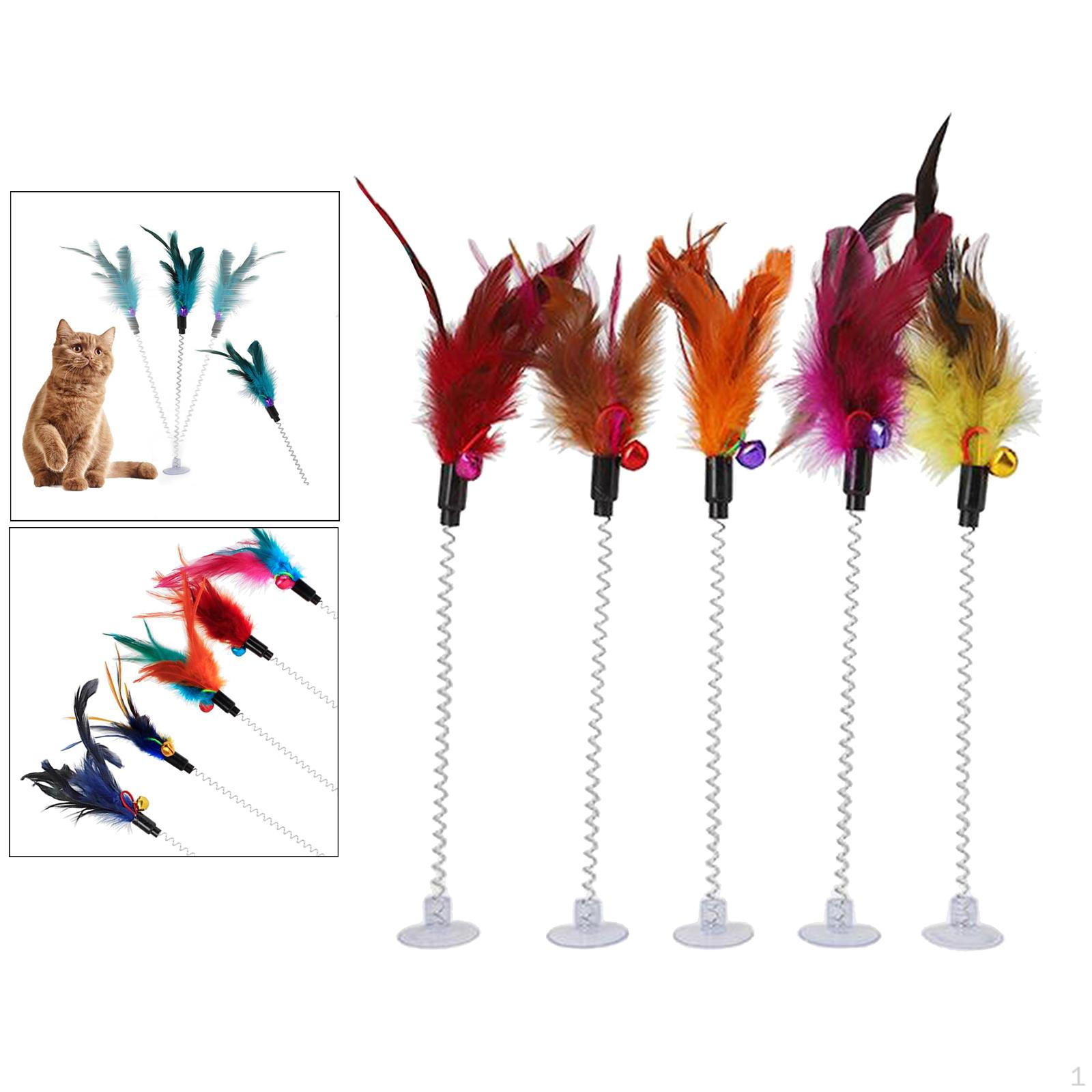 5 Pack Cat Teaser Toys with Feather and Bell for Interactive Play Style2
