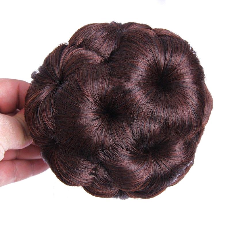 Synthetischer Haarknoten Neun Blumen Knospe Perücke Tasche Haarspangen für Frauen Pferdeschwanz Kralle Clip Lebensechtes Haarteil Styling Werkzeuge