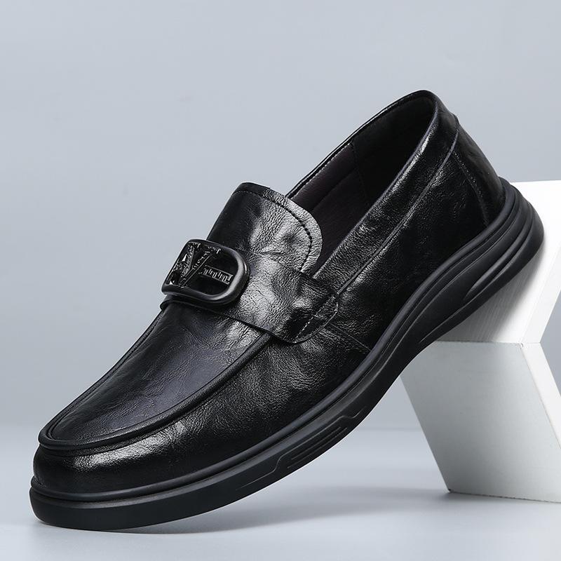 Men's Shoes Spring and Summer New Business Casual Leather Shoes Men's Genuine Leather Soft-soled Beanie Shoes Men's One-pedal