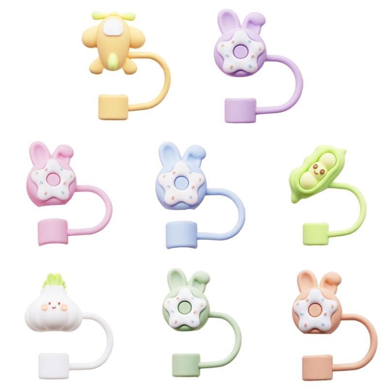 24TE Dustproof Silicone Straw Tip Cover Colorful Straw Protectors Multifunctional Silicone Straw Tip For Everyday Use