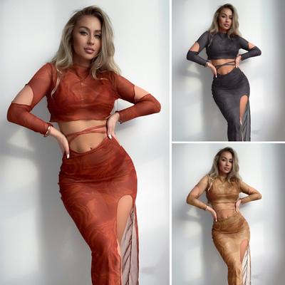 Long Sleeved Cover Up Sexy Split Bikini Four Piece Swimwear Set for Women