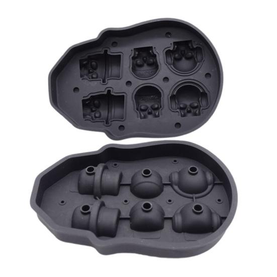 

Форма для льда в виде скелета Легкое заполнение и извлечение Пищевой силикон Форма для льда Безопасна для посудомоечной машины Медленно тающая форма для льда для коктейлей чёрный