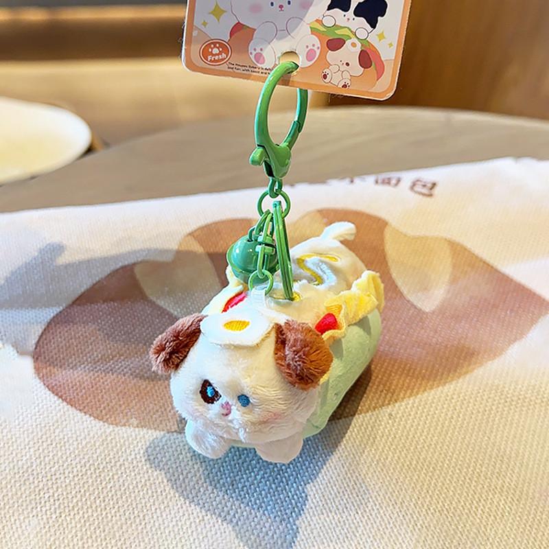 Charming Plush Hot Dog Keychain Creative Fried Egg Design Adorable Doll Accessory Gift
