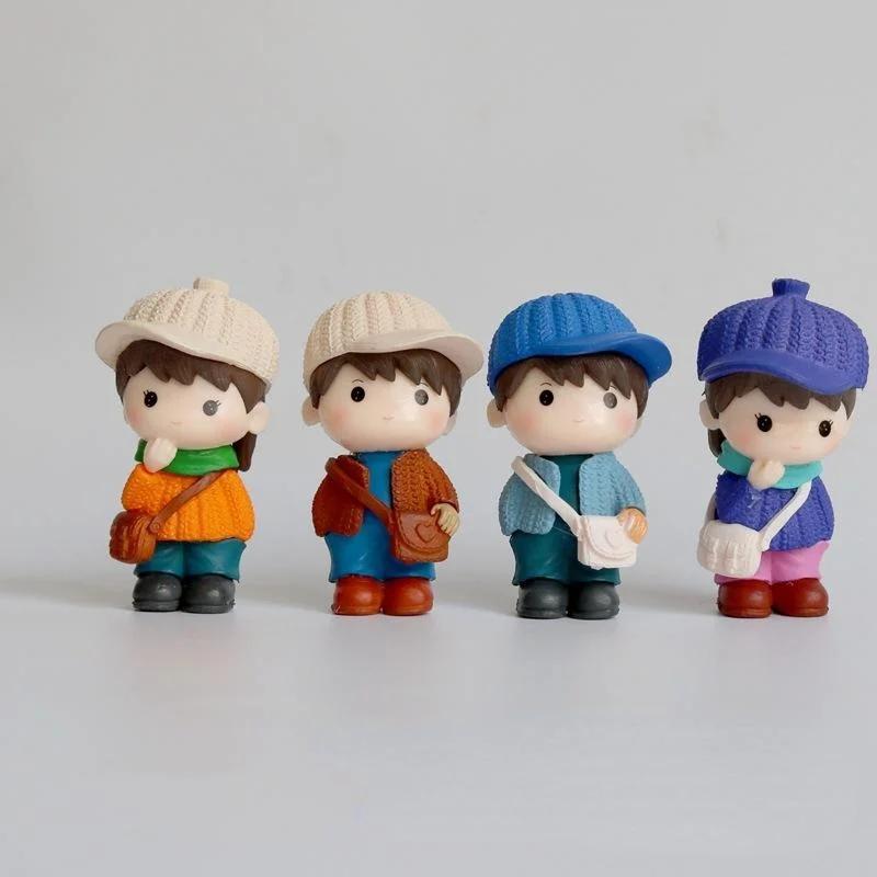 

4 шт. Мультяшный ранец, парные украшения, миниатюрные фигурки для мини-сада, террариума, украшение для суккулентов, аксессуары для дома