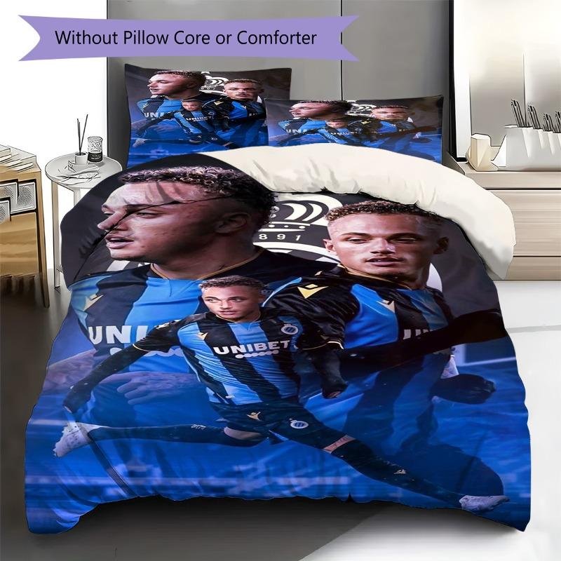 Club Brugge KV Football Player Portrait Print 3 Pieces Duvet Cover Set Belgian Soccer Bedding Bedroom Decor Without Pillow Core Comforter