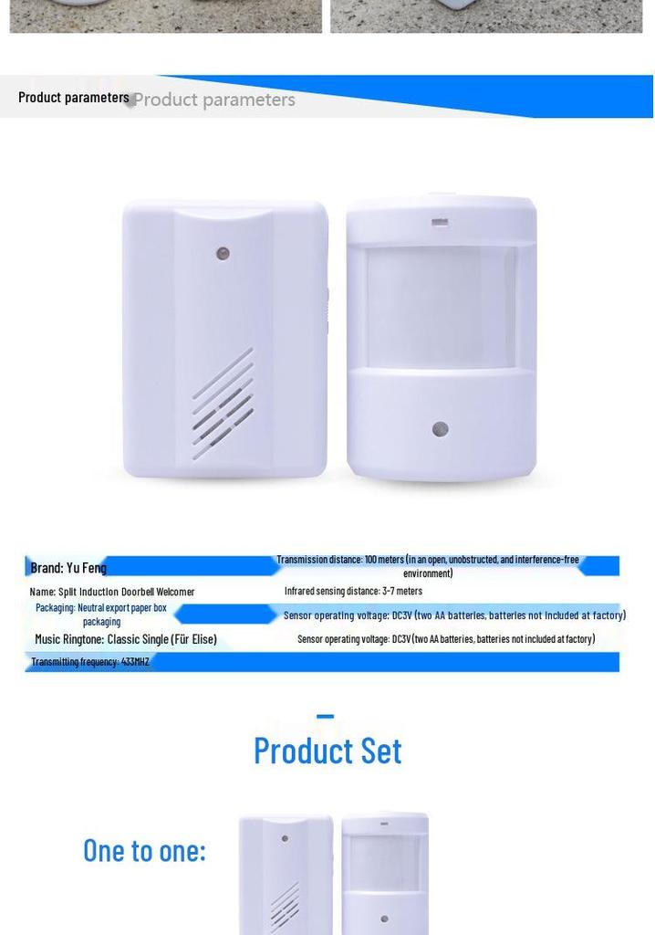 Upgraded Infrared Wireless Doorbell and Smart Sensor Driveway Alarm