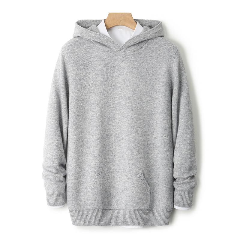Men`s 100% Pure Wool Knit Hoodie