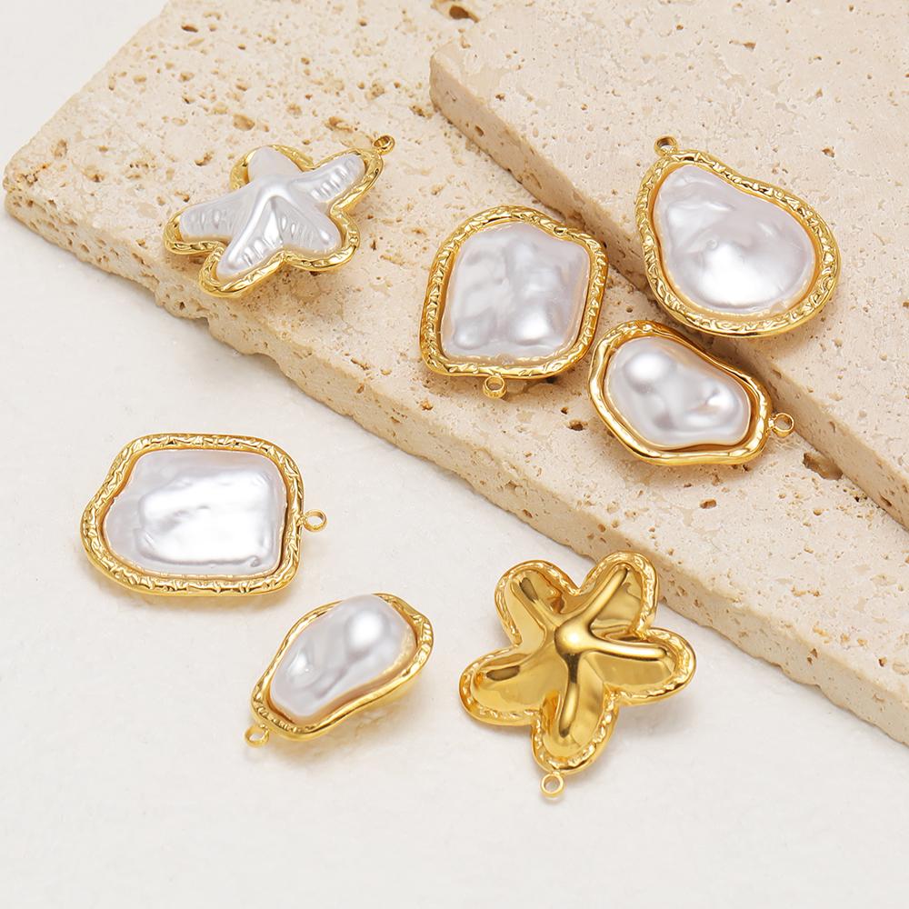 5pcs Stainless Steel Heart Star Pearls Charms DIY Women Classical Necklace Pendant Jewelry Findings Bracelets Earrings Making