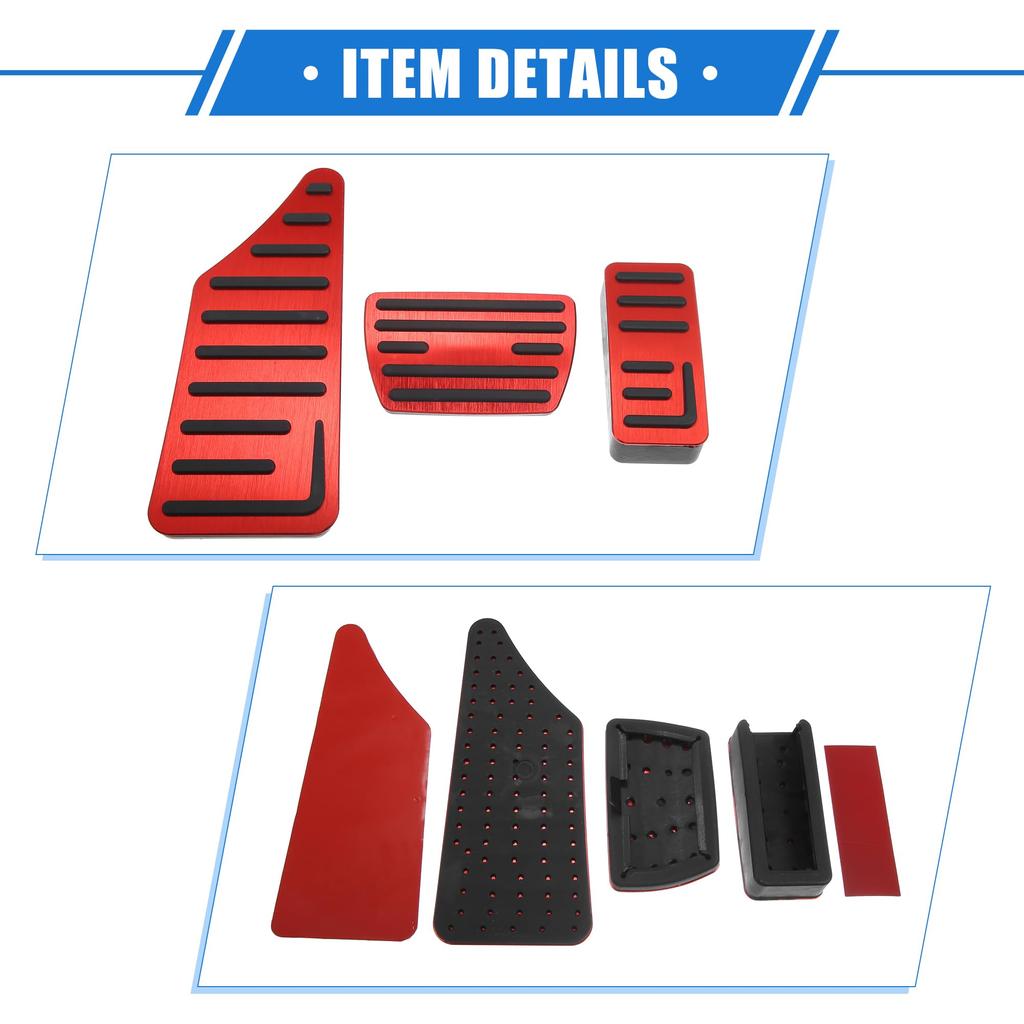 ABSOPRO Car Brake Footrest Pedal Cover Pads for Honda Aluminum 3 Pieces Gas, Accelerator, HR-V 2021-2023, Non-Slip Alloy, Red,