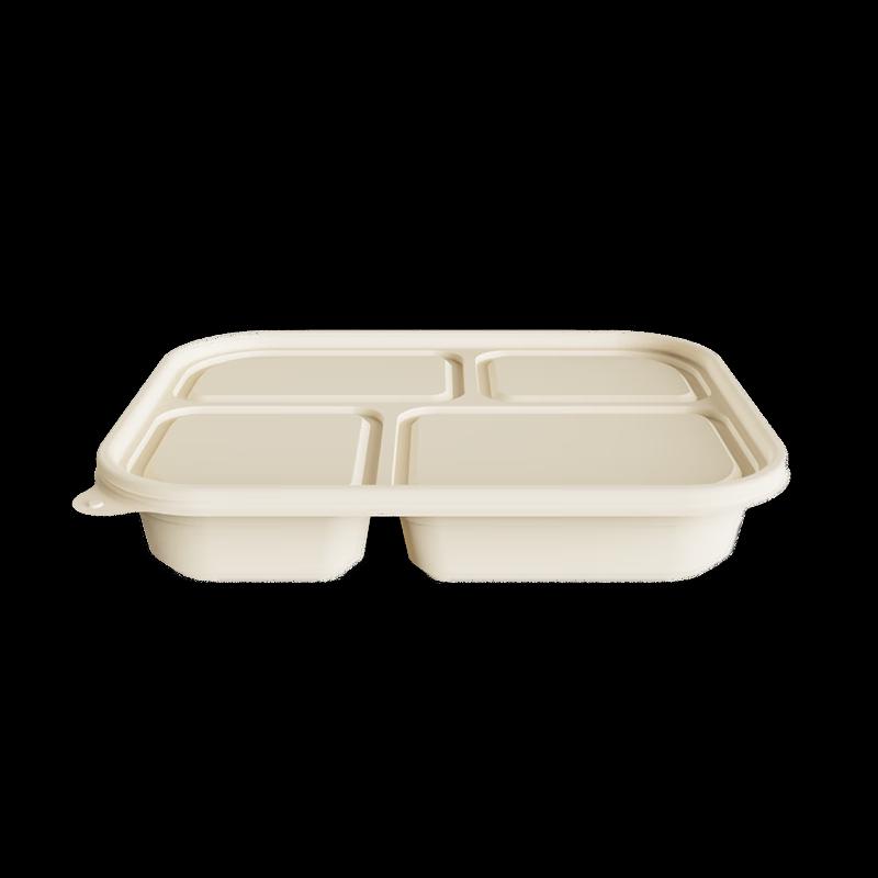Eco-Friendly Corn Starch 4-Compartment Lunch Box with Lid