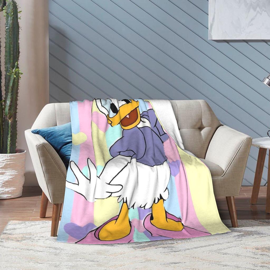 Funny Cute Daisy Duck Blanket Multiple Sizes Warm Cozy Fluffy Throw Blankets for Sofa Couch and Bed