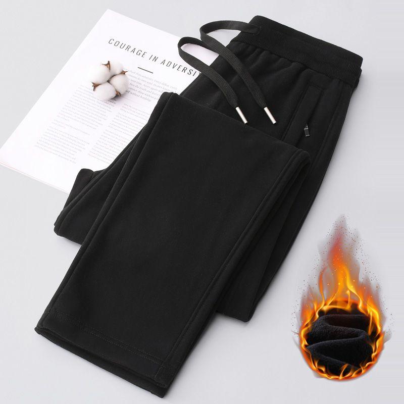 Pure Cotton Apricot Casual High Waist plus Size Straight Sports Pants