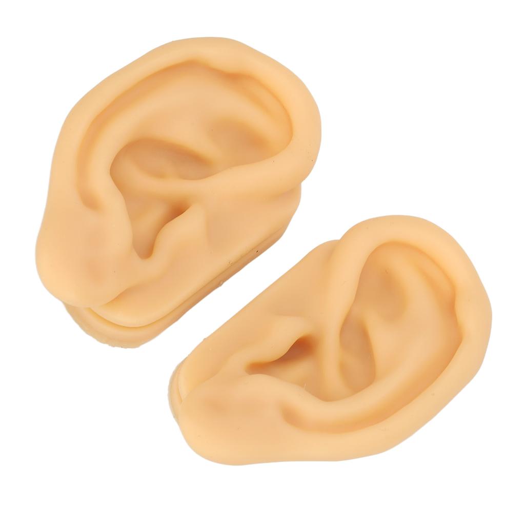Silicone Ear Model Lifelike Soft Left Right Ear Piercing Practice Model for Earrings Earphones Display 1 Pair