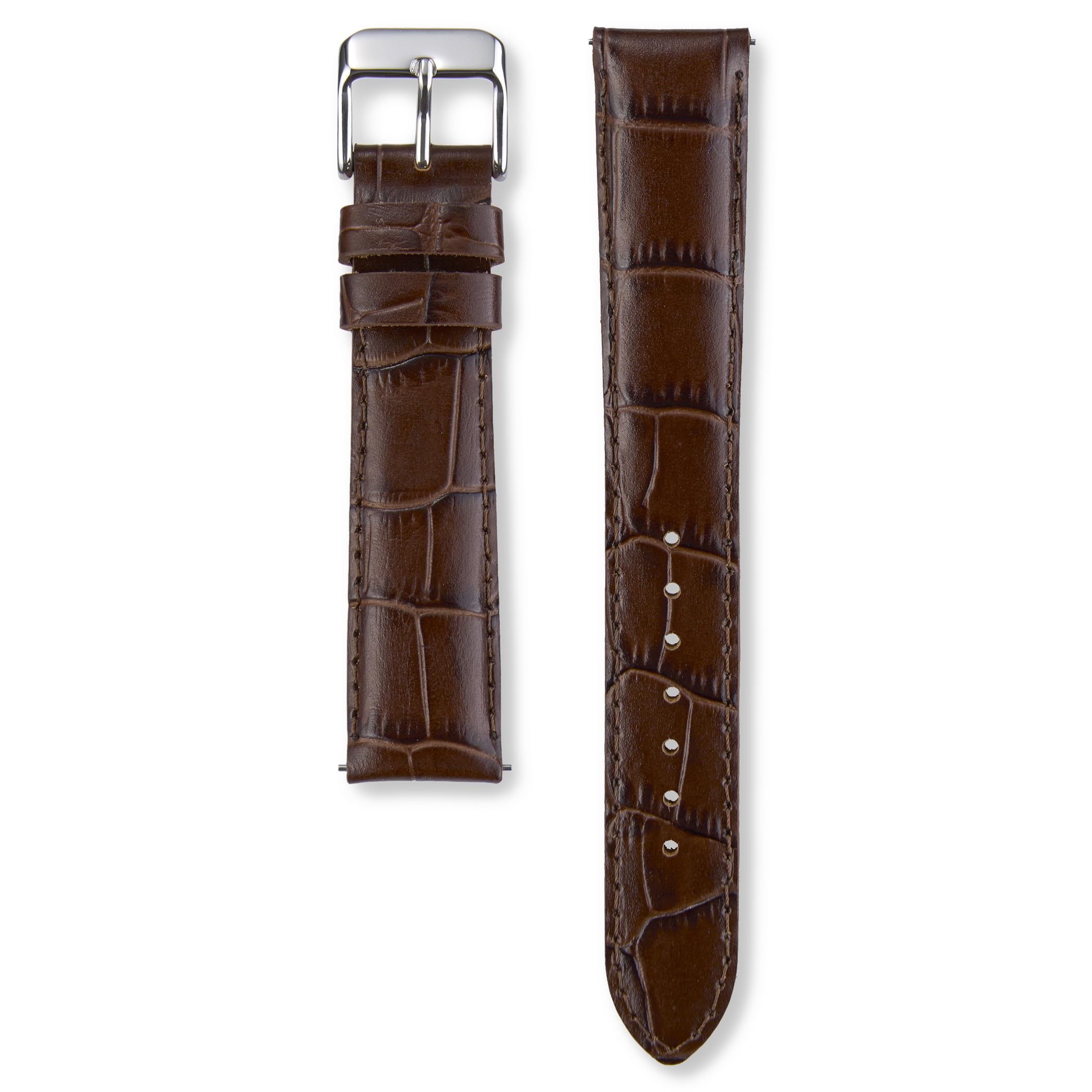 

Seiko Watch Band, Genuine, Cowhide Leather with Crocodile Embossing, Thick, 19mm Lug Width, 16mm Buckle Width, Dark Brown, RS01C19BN, Men s