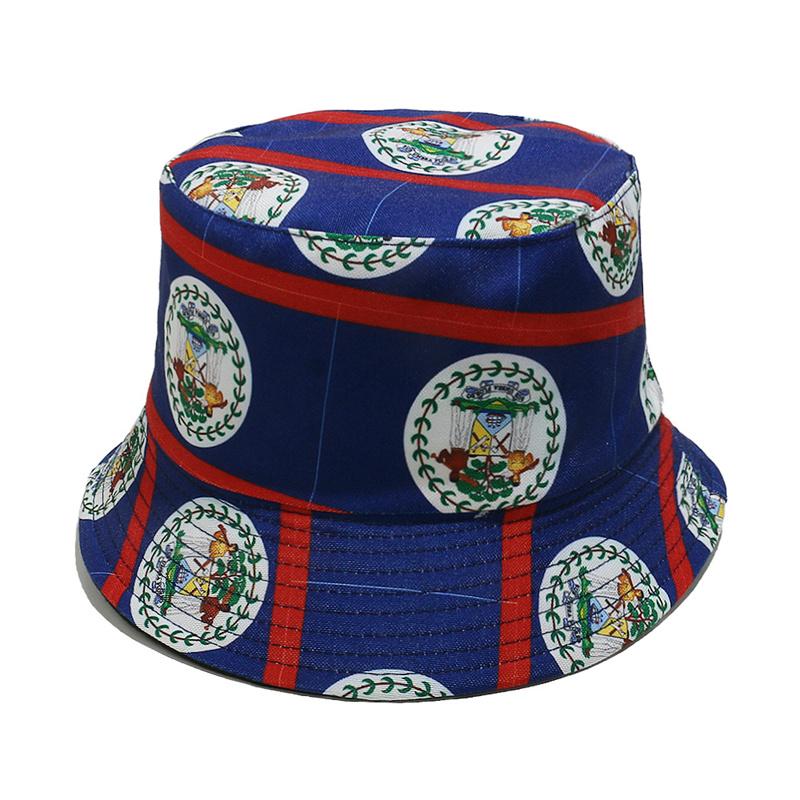 Günstiger Lagerbestand Dominica Flagge Fischer Eimerhut Sommer Outdoor Sonnenschutzmütze