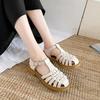 Fashion Women Sandals Black Shoes for Women 2025 Summer Women's Heels Breathable Beige Low Retro Ladies Flat Gladiator  Women Shoes