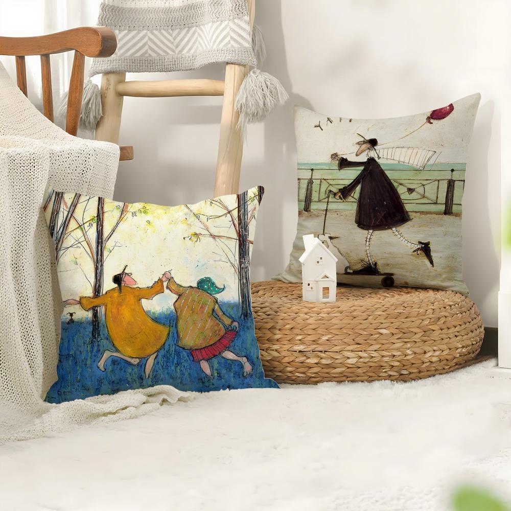 Sam Toft Art Cushion Cover Plush Fabric Soft Double-Sided Printed Sofa Warm Winter Home Child Gift Pillow Case