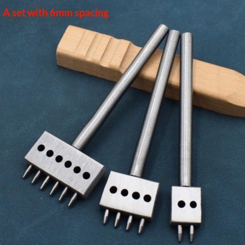 

3Pcs Manual Leather Hole Punch Tool Set Round Punch Die Set For Diy Leather Crafting Handmade Leather Working Crafters Kit