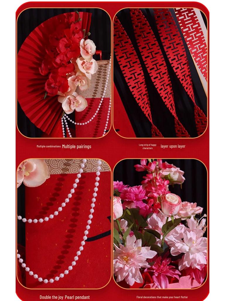 Balayı Süiti Düğün Dekorasyon Seti: Oturma Odası Fotoğraf Sergisi için Çift Mutluluk Parşömeni ve Süs