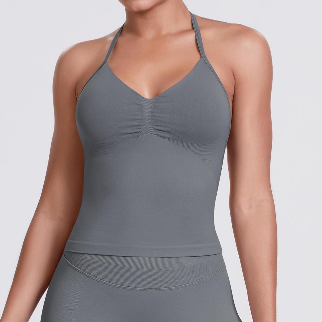 Seamless Solid Color Sexy Back Tank Top for Women - Yoga, Running, Fitness