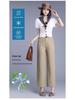 Women's Summer 2025 Cotton Slim-Fit High-Waisted Wide-Leg Cropped Pants