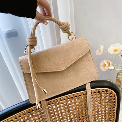 Temperament Fashionable Design Single Shoulder Foreign Style Solid Color Retro Simple Texture Portable Messenger Small Square Bag