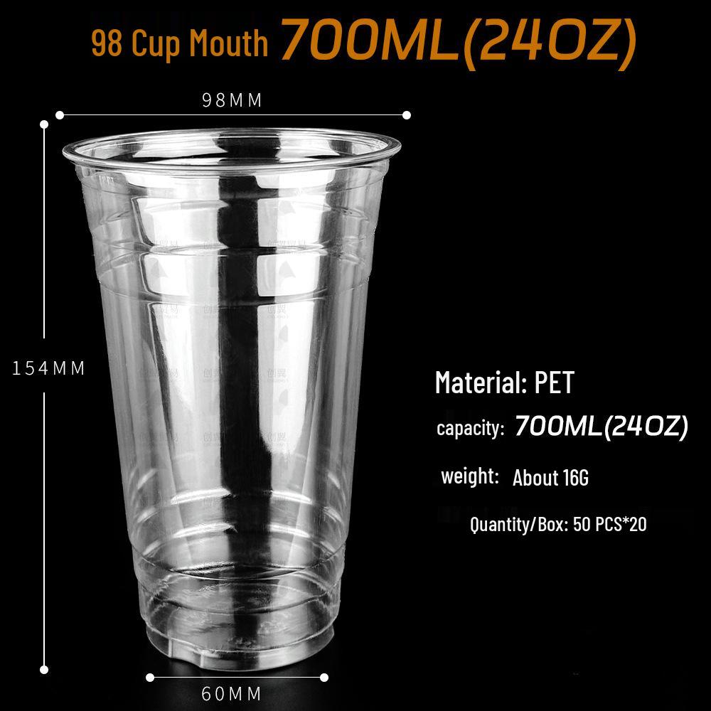 Disposable Transparent PET Cold Drink Cups with Lid for Milk Tea, Coffee, Homemade Beverages, or Lemon Tea