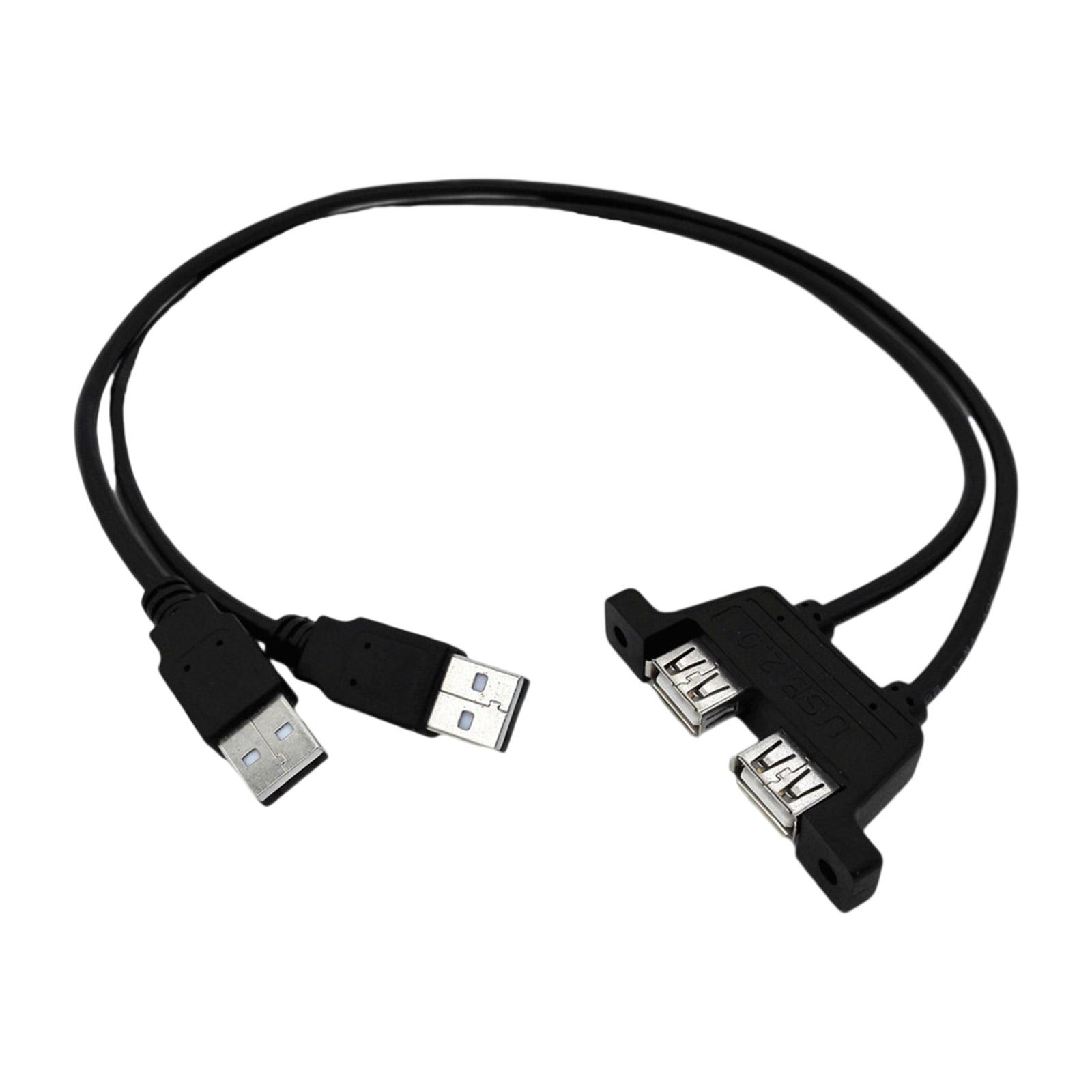 Double USB2.0 Male To Female Extension Cable 2 Port USB Male To Female Extension Cable With Screw Panel Mount Hole