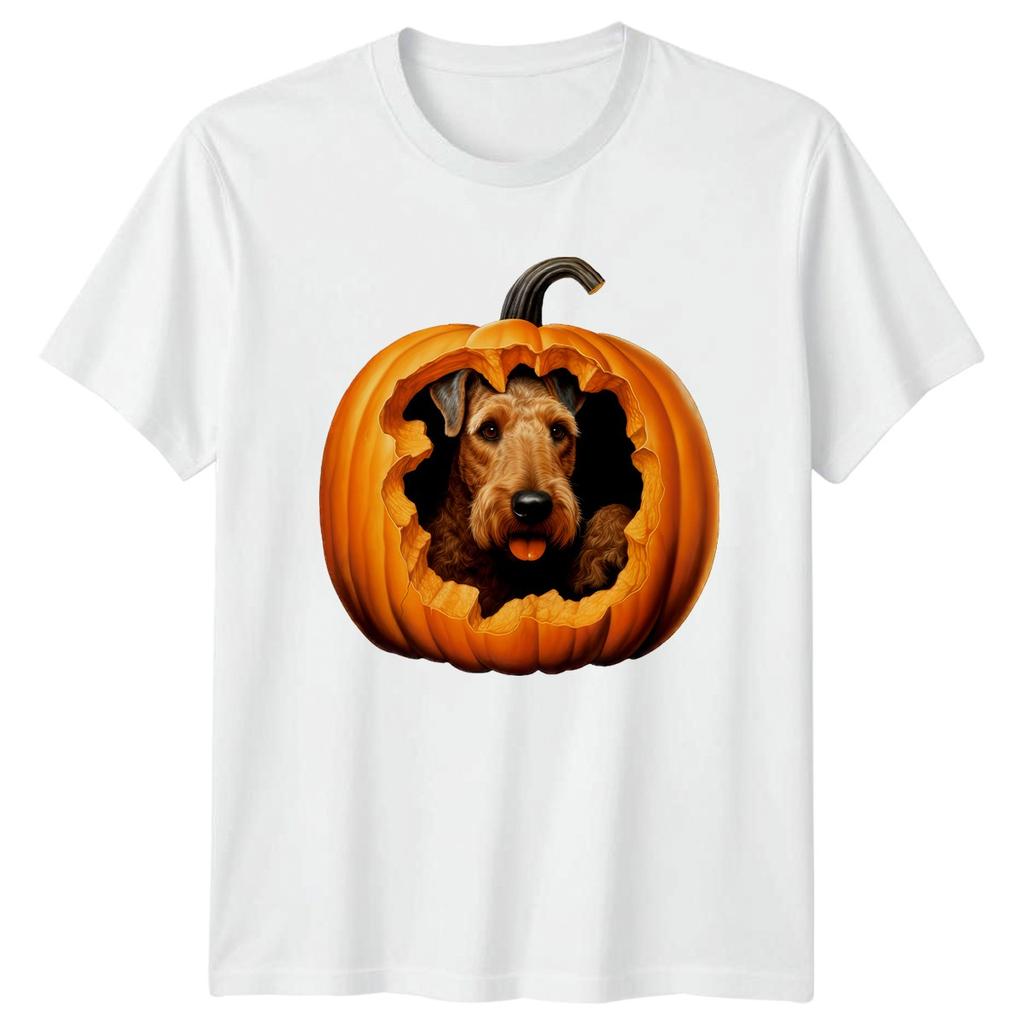 Airedale Terrier Pumpkin TShirt Airedale Terrier Dogs Halloween Gift For Him