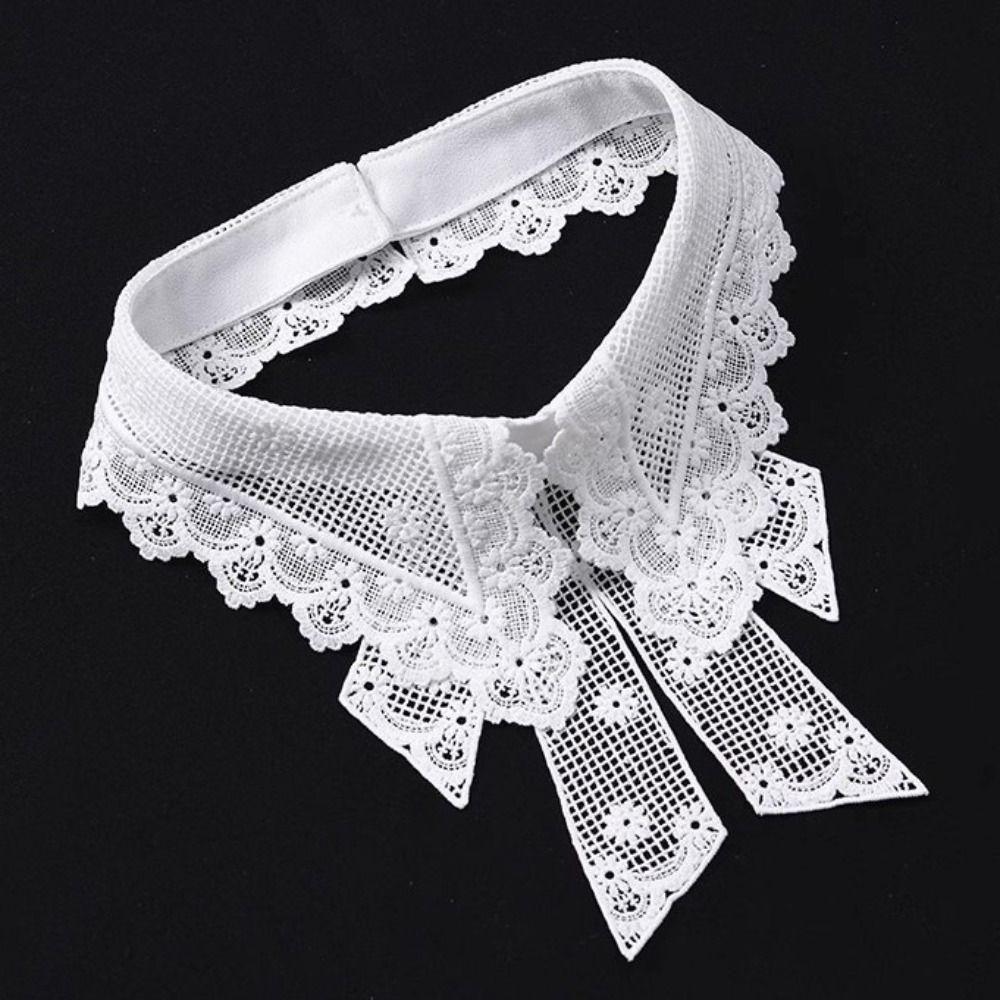 Black White False Collar Lace Floral Decoration Collar Fashion Fake Collar  Women Girls
