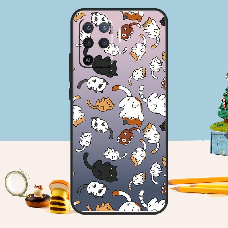 Cute Cartoon Cat Case For Oppo A54 A74 A94 A80 A60 A40 A18 A38 A58 A78 A98 A96 A76 A16 A15 A17 A57 A5 A6 Pro