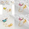 Elegant Alloy Butterfly Stud Earrings With Colorful Geometric Designs