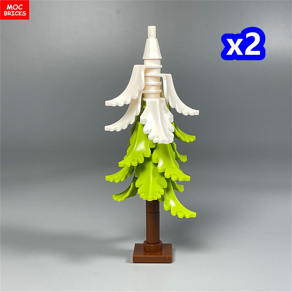 MOC Bricks Plant Winter Tree Model Forest Bush Pine Building Block City Street House Cottage Scene Decoration Kid Toy Gift
