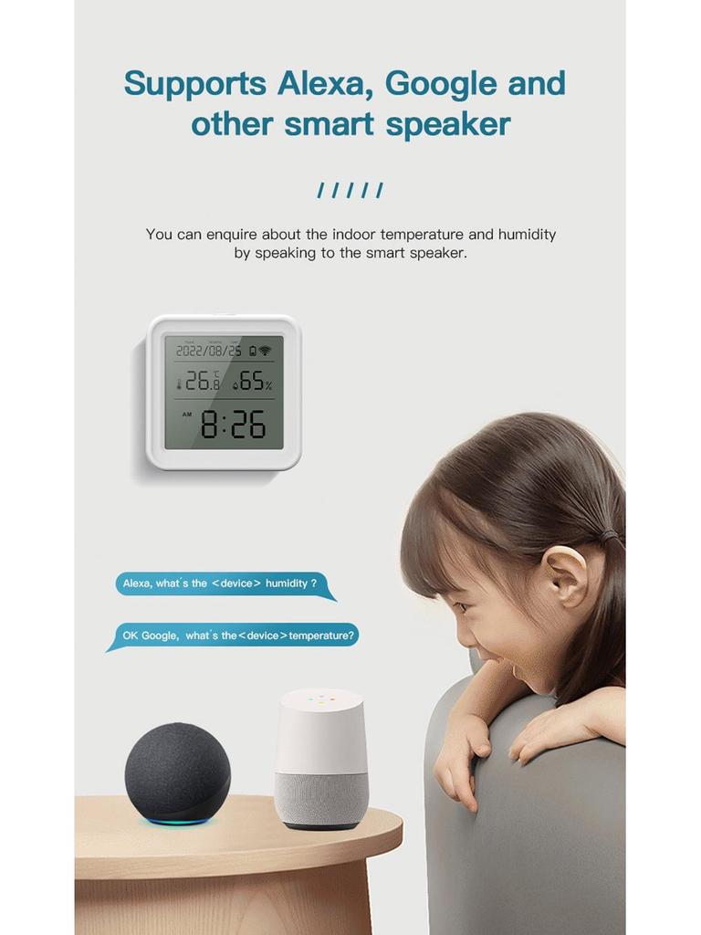 Tuya WiFi Temperature & Humidity Detector: Smart Indoor Zigbee Thermohygrometer.
