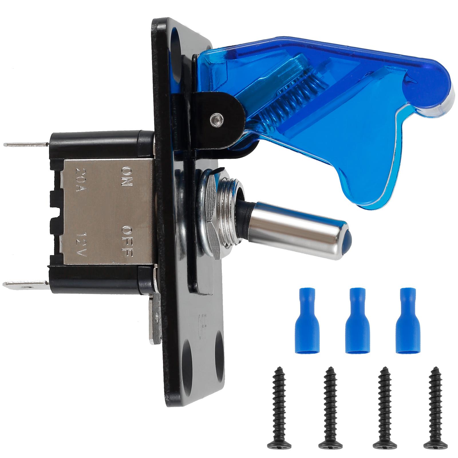 

12-24V Car Toggle Switch with LED Indicator 2Pin SPST DC Toggle Switch Waterproof Toggle Switch with Aircraft Cover for Car Boat синий