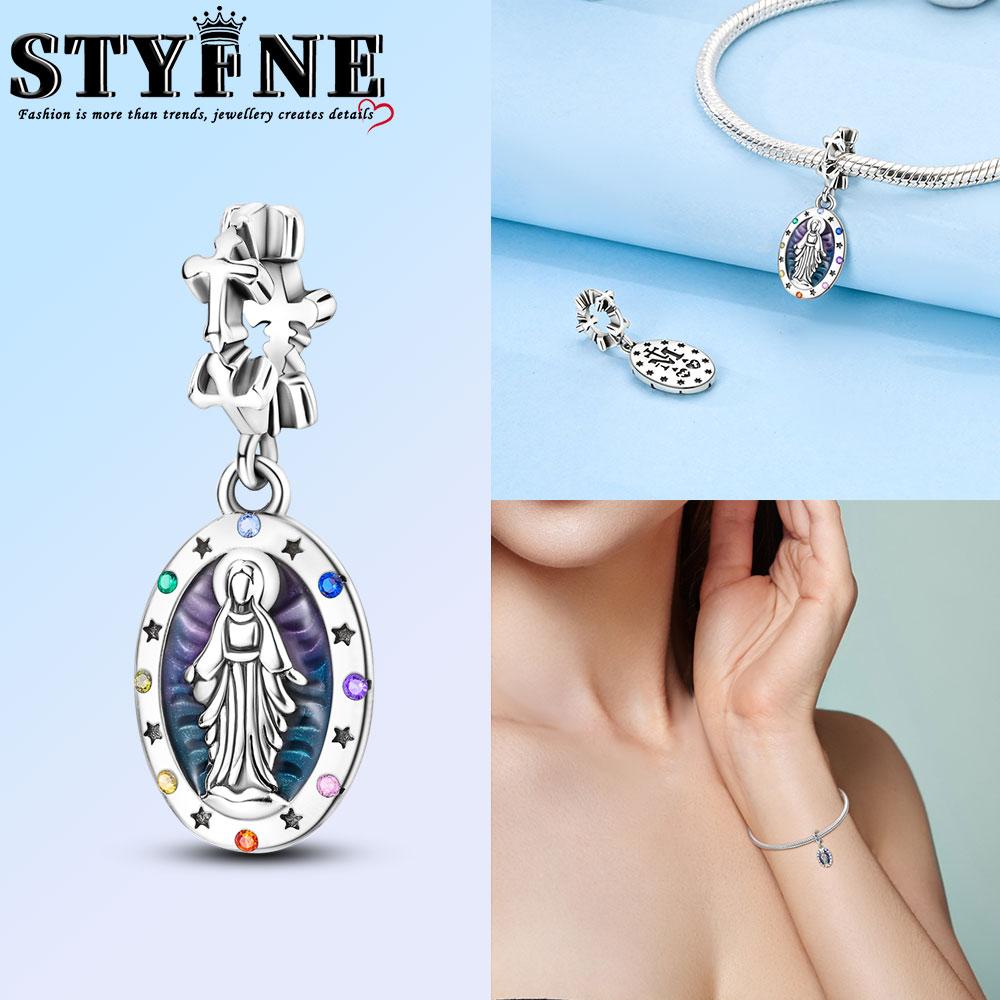 Exquisite Copper Nossa Senhora Aparecida Dangle Cross Charms Pendants Fit Original Bracelets Diy Jewelry For Women