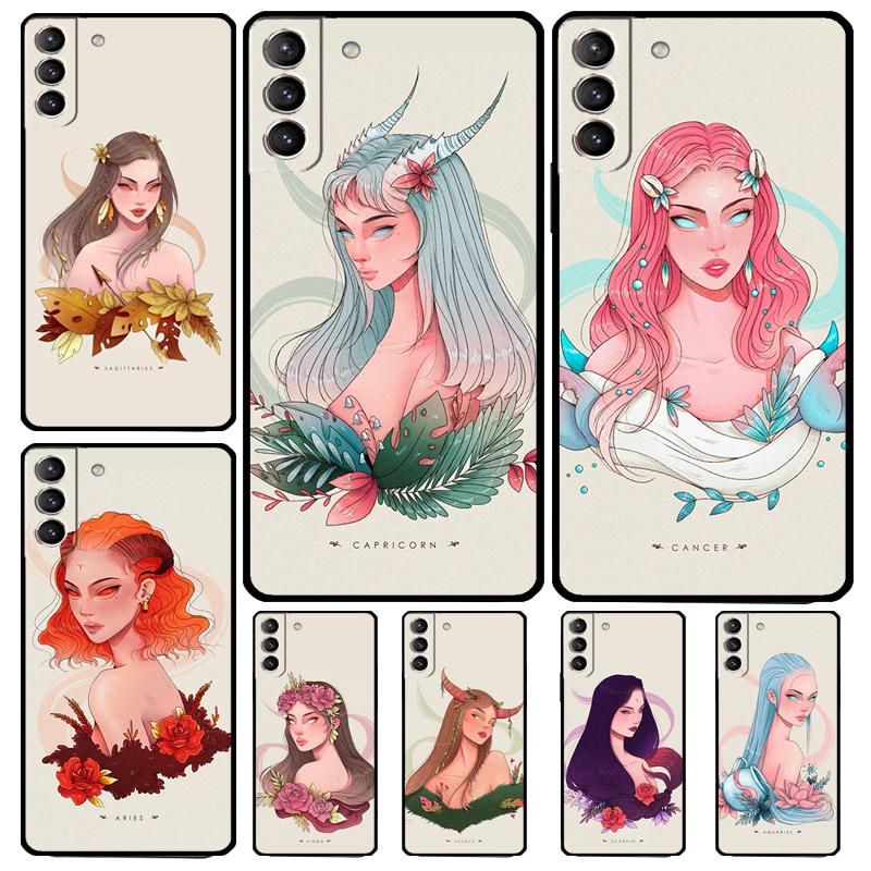 

Гороскоп Девушка Скорпион Телец Дева Funda для Samsung Galaxy S22 Ultra S23 FE S9 S10 Note 10 Plus Note 20 Ultra S20 S21 FE Чехол Galaxy Note 10