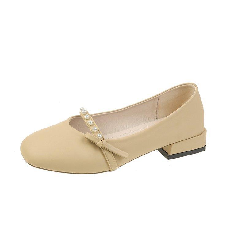 Fashion Square headed women's spring autumn shoes with shallow mouth thick heel  casual versatile simple comfortable daily women's shoes
