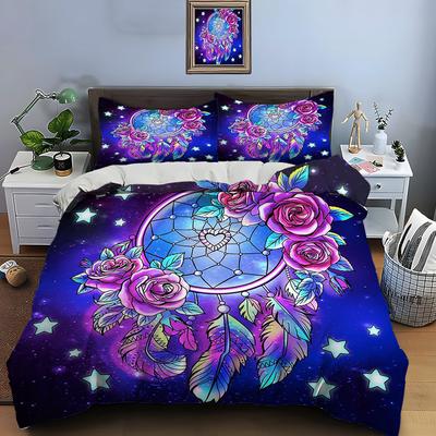 3pcs Bedding Set Colorful Bohemian Dreamcatcher Printed Cozy Duvet Cover King Queen Single Size Birthday Gift Bedroom Decoration