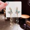 Luxury Purple Butterfly Long Tassel Earrings Ladies Brincos Trendy Crystal Dangle Drop Earrings Girls Party Jewelry Accessories Gift