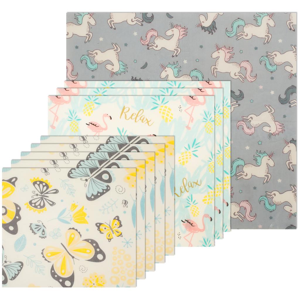 9/10Pcs Food Fresh Keeping Storage Wrap Beeswax Reusable Kitchen Bread Sandwich Wraps Fruit Vegetable Cheese Food Wrapping
