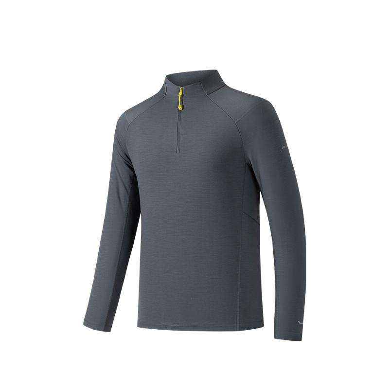 Anta Champion Outdoor Series Simple Soft Thin Moisture-Wicking Comfortable Long Sleeve Knit Shirt Men Tops 152540412-2