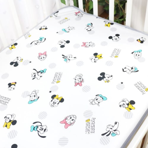 un doudou mini size baby cool waterproof sheet 60 x 90cm disney mickey & friends with elastic corners nz2827-c