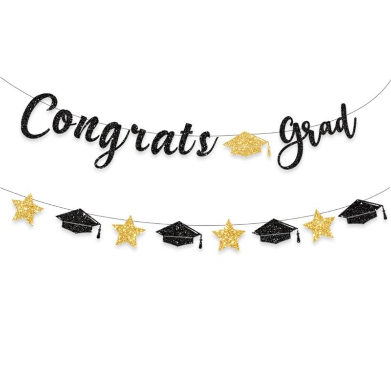 

Glittering Congrats Grads Ornament Graduation Party Ornament Hanging Decoration for Class of 2025 Graduation Celebration чёрный