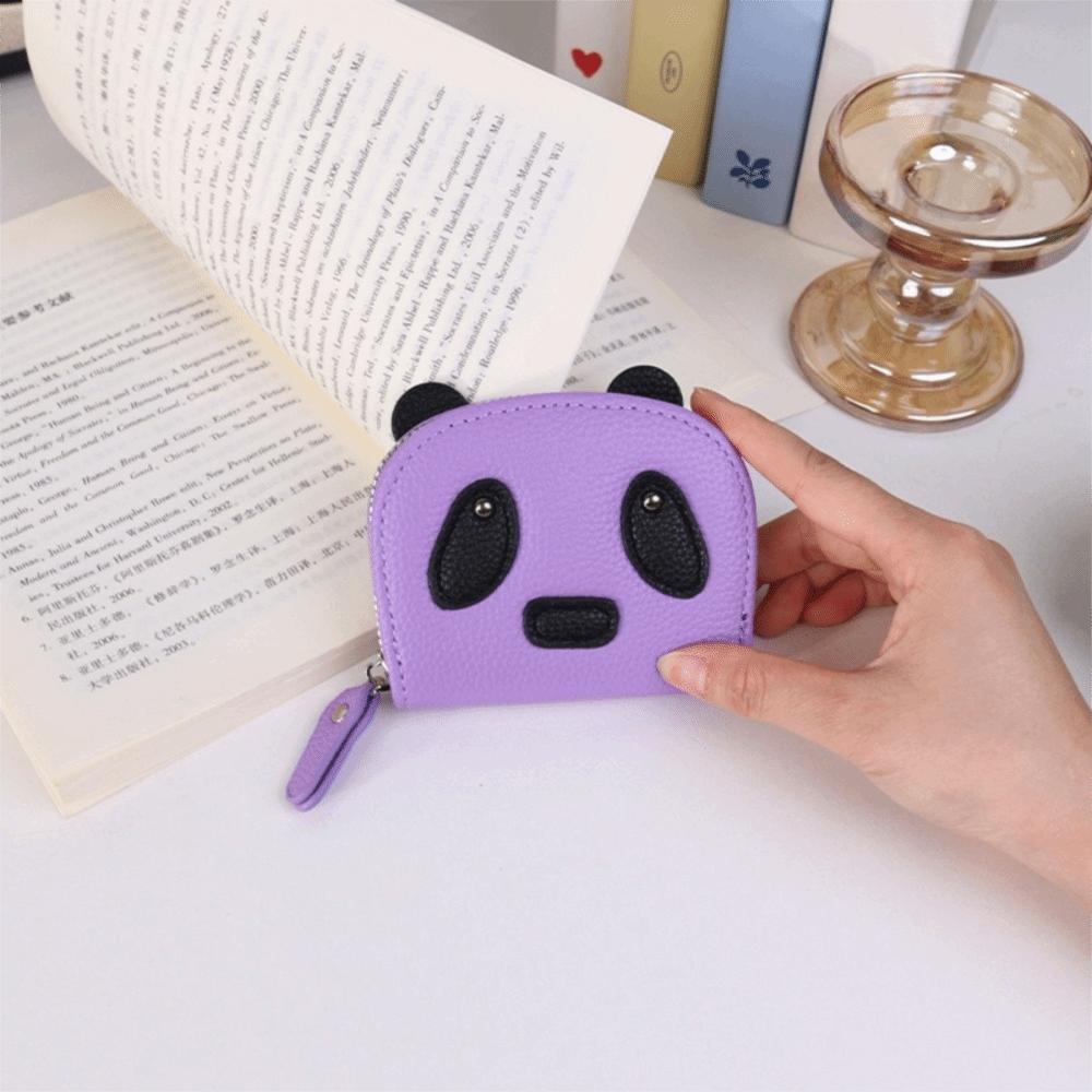 

Мини-кошелек из искусственной кожи с несколькими отделениями для карт, кошелек для монет, модный женский кошелек, держатель для карт с пандой, женский фиолетовый