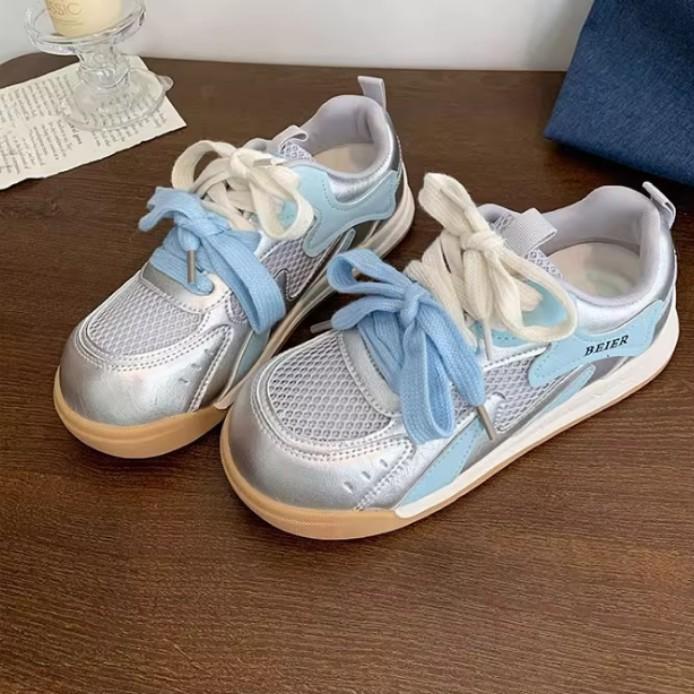 2025 Spring and Summer Thick-soled Retro German Training Shoes Women's Shoes New Breathable Mesh Forrest Gump Shoes Sports and Leisure Board Shoes