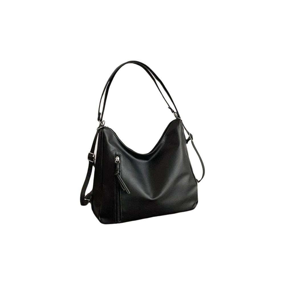 Однолямочная сумка из ПУ кожи Однотонная Сумка для покупок Ретро Рюкзак Мужской чёрный